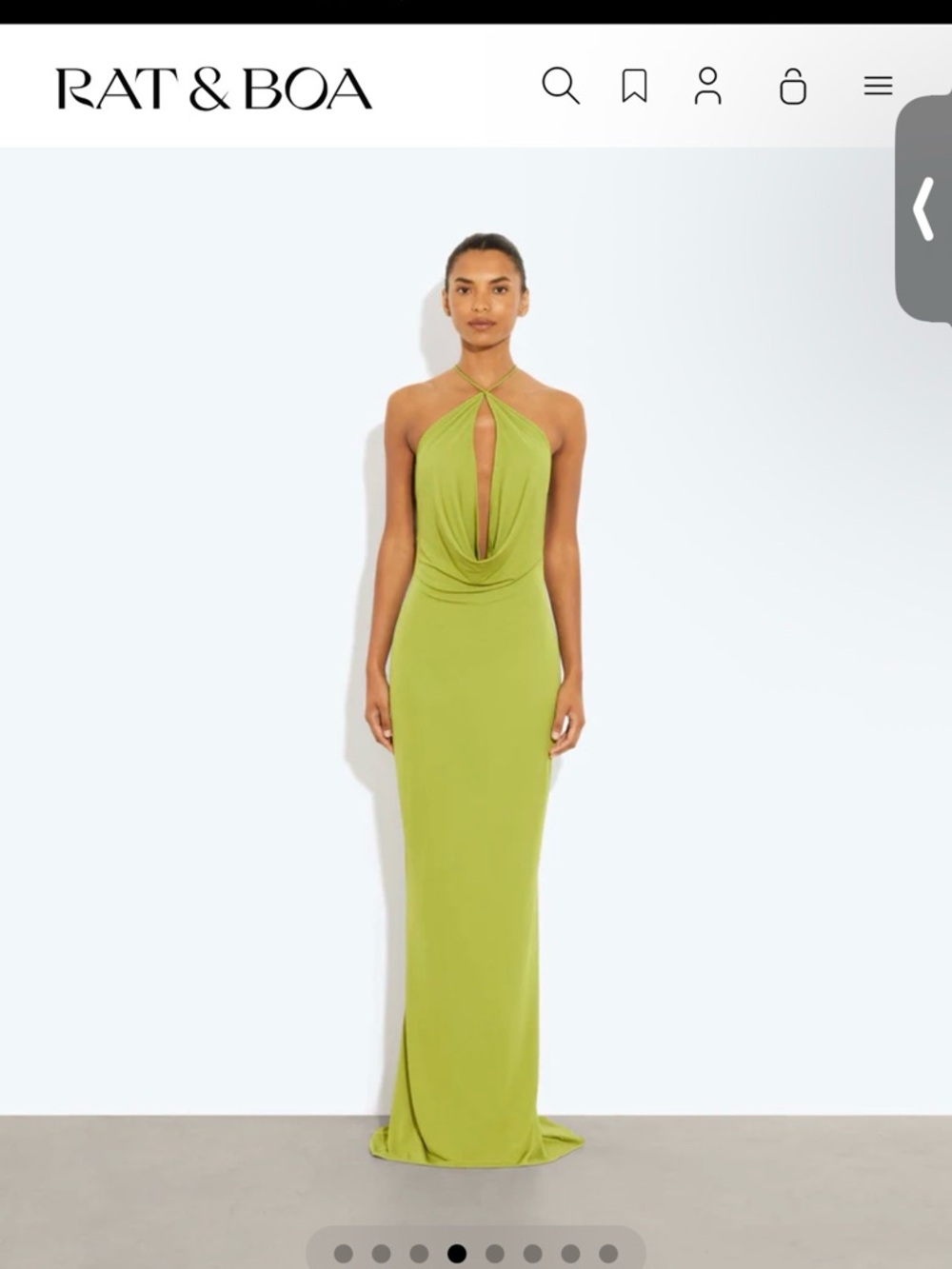 Rat & Boa Lime Green Halter Cowl-Front Maxi Dress